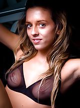 Small Breast, Simonscans Whitney strips off in a car spreading her pussy