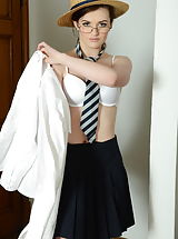 Secretary, Fawna Latrisch Sexy Scholars in Garter Belt Stockings as well as High Heels