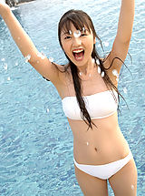 Micro Bikini, Miyuu Sawai in Miyuu Sawai cute swimsuit model in her white bathing suit